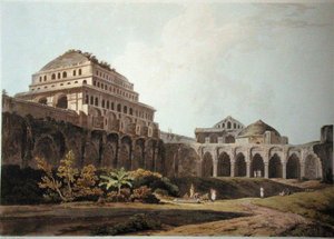 Część pałacu, Madura, tablica XIII z "Pejzaż orientalny", wydana 1797 (akwatinta kolorowa) autorstwa Thomas Daniell