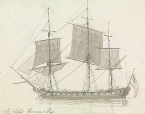 Statek „Hrabia Cornwallis” autorstwa Thomas Daniell