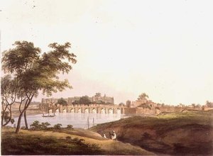 The Bridge at Juonpore, Bengal, rycina H. Merke (fl.1800-20) wyd. Edwarda Orme (1774-c.1820) 1804 (lito) autorstwa Thomas Daniell