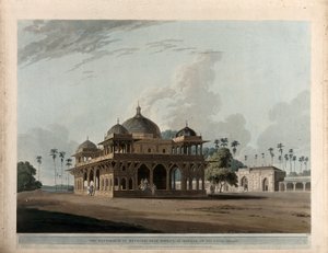 Mauzoleum Mucdooma Shaha Dowluta w Moneah autorstwa Thomas Daniell