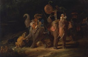 Polowanie na tygrysy w Indiach Wschodnich [1798, Royal Academy of Arts, Londyn, katalog wystawy] autorstwa Thomas Daniell