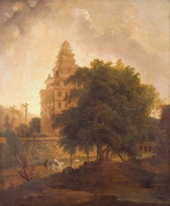 Podróżnicy na ścieżce przez Kalyan Mahal, Gingee, Tamil Nadu