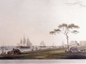 Widok zrobiony na Esplanade, Kalkuta, 1797 autorstwa Thomas Daniell