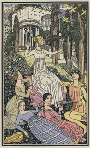 Ilustracja do Dekameronu Boccaccia (kolorowa litografia)