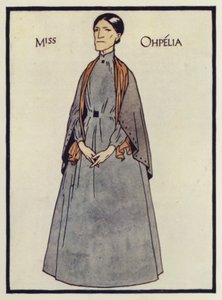 Panna Ofelia, postać z "Chaty wuja Toma" (kolorowa litografia)