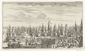 Wyjazd Wilhelma III z Hellevoetsluis do Anglii, 1688 Wyjazd Jego Królewskiej Mości Hellevoetsluis po Anglii (tytuł na obiekcie) autorstwa Thomas Doesburgh