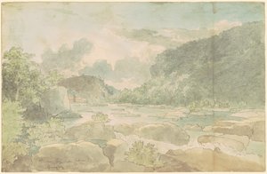 Harpers Ferry from Below, c.1825-26 (pióro i atrament z akwarelą na papierze) autorstwa Thomas Doughty