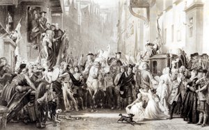 Książę Karol Edward (1720-88) i górale wkraczający do Edynburga po bitwie pod Preston, 21 września 1745 (patrz 105438)