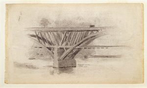 Rysunek mostu na alei Girard / Szkic wersja odwrotna przedstawiająca wiosło autorstwa Thomas Eakins