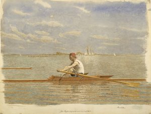 John Biglin w jednej czaszce, ca. 1873. autorstwa Thomas Eakins