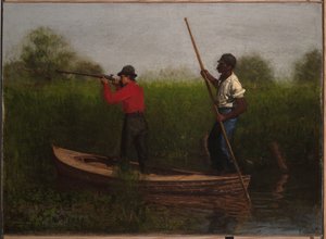 Polowanie na chruściele na rzece Delaware autorstwa Thomas Eakins