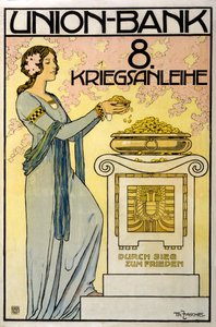 Austriacka kampania pozyskiwania funduszy Union-Bank, 8. pożyczka wojenna; przez zwycięstwo do pokoju, wyd. 1918 autorstwa Thomas Fasche