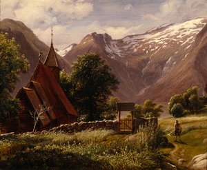 Kościół Tjugum, Balestrand autorstwa Thomas Fearnley