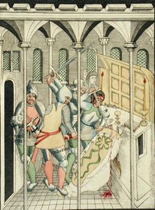 Zabójstwo św. Tomasza Becketa (ok. 1118-70) w Canterbury, z kaplicy Trójcy Świętej w Stratford Upon Avon autorstwa Thomas Fisher Hoxton