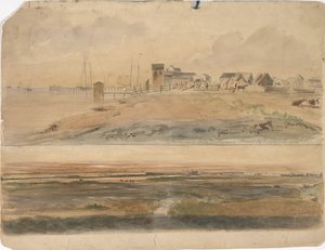 Indianola, Teksas i Indianola z Lavaca Point w oddali, 16 maja 1852 (akwarela na papierze)