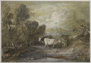 Pasterz z trzema krowami przy wyżynnej sadzawce autorstwa Thomas Gainsborough