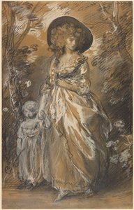 Dama spacerująca po ogrodzie z dzieckiem autorstwa Thomas Gainsborough