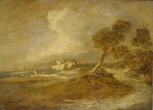Krajobraz z jeźdźcami (olej na papierze) autorstwa Thomas Gainsborough