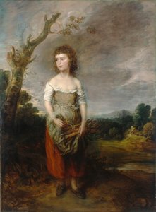 Wiejska dziewczyna zbierająca pedały w lesie autorstwa Thomas Gainsborough