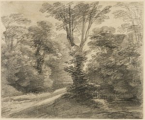 Oświetlona słońcem ścieżka przez las autorstwa Thomas Gainsborough