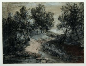 Drewniany wagon na leśnej drodze, 1775-80 autorstwa Thomas Gainsborough