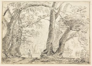 Człowiek z psem w lesie autorstwa Thomas Gainsborough
