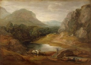 Skalisty krajobraz z mostem autorstwa Thomas Gainsborough