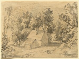 Studium domu i szopy w zalesionej dolinie autorstwa Thomas Gainsborough