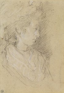 Studium kobiety w czapce Mob Cap (czarno-biała kreda na tkanym papierze) autorstwa Thomas Gainsborough