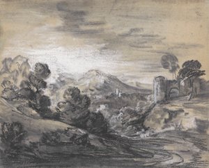 Zalesiony krajobraz z zamkiem autorstwa Thomas Gainsborough