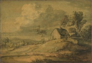 Zalesiony krajobraz z chatą, krowami i owcami, ca. 1770. autorstwa Thomas Gainsborough