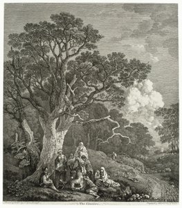 Zalesiony krajobraz z Cyganami zgromadzonymi przy ognisku autorstwa Thomas Gainsborough