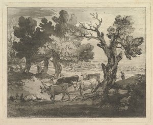 Zalesiony krajobraz z pasterzami i krowami, 1 sierpnia 1797. autorstwa Thomas Gainsborough