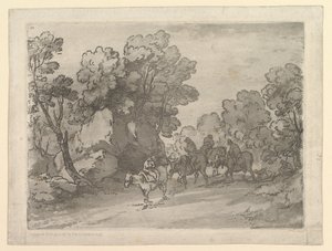 Zalesiony krajobraz z jeźdźcami, 1 sierpnia 1797. autorstwa Thomas Gainsborough