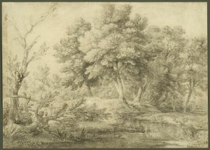 Zalesiony krajobraz ze strumieniem autorstwa Thomas Gainsborough