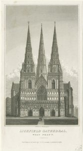 Katedra w Lichfield - Front Zachodni: grawerowanie, bd [c 1833] (druk) autorstwa Thomas George Lomax