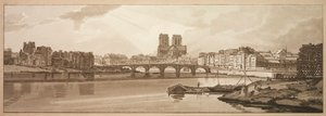 Wybór dwudziestu najbardziej malowniczych widoków w Paryżu: widok na Pont de la Tournelle i Notre Dame zaczerpnięty z Arsenału autorstwa Thomas Girtin