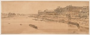 Wybór dwudziestu najbardziej malowniczych widoków w Paryżu: widok na Luwr i most Tuilleries zaczerpnięty z Pont Neuf autorstwa Thomas Girtin