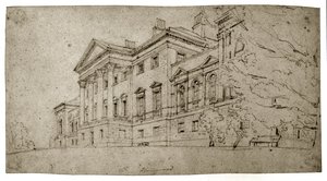 Harewood House, Yorkshire, ok. 1798 (grafit na fakturowanym papierze tkanym) autorstwa Thomas Girtin