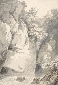 Nad brzegiem Lago di Como, ok. 1796 (zamycie grafitu na papierze) autorstwa Thomas Girtin
