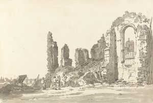 Ruiny Pałacu Savoy, Londyn (pióro i atrament z praniem na papierze) autorstwa Thomas Girtin