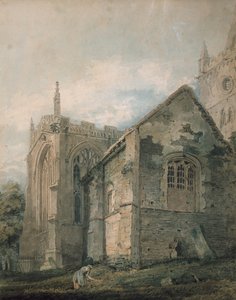 The Ancient Charnel House, Holy Trinity Church, Stratford-upon-Avon (akwarela nad oznaczeniami w kolorze grafitowym, dotknięta trzcinowym piórem) autorstwa Thomas Girtin