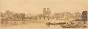Widok na Pont de la Tournelle i Notre-Dame od strony Arsenału: tablica 11 autorstwa Thomas Girtin