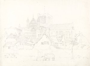 Katedra w Winchester, od strony północno-wschodniej, ok. 1795 (grafit na papierze czerpanym) autorstwa Thomas Girtin