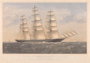 Clipper Ship Ambassador, A.1. 16 Years... William Lund Esquire i inni (właściciele) William Walker Esquire (budowniczowie) autorstwa Thomas Goldsworth Dutton