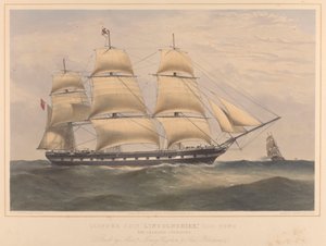 Kliper "Lincolnshire" (1858) 1100 ton, ok. 1858 r. (litografia) autorstwa Thomas Goldsworth Dutton