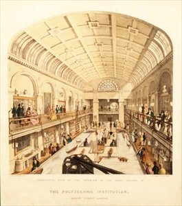 Widok wnętrza Wielkiej Galerii w Instytucie Politechnicznym, Regent Street, ok. 1838 (litografia kolorowa)