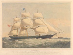 Kliper Mirage, 965 ton, ok. 1853-57 (litografia, kolorowana)