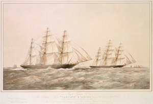 The Great China Race: statki Clipper "Taeping" i "Ariel" mijają Lizard 6 września 1866 r. podczas podróży powrotnej z Foo-Chow-Foo. autorstwa Thomas Goldsworth Dutton