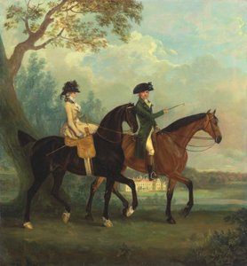 Marcia Pitt i jej brat George Pitt, późniejszy drugi baron Rivers, jazda w parku w Stratfield Saye House, Hampshire autorstwa Thomas Gooch